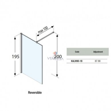 Dušo sienelė Walk-in KALI H 90x195 1