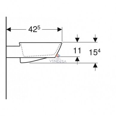 Geberit ONE ant stalviršio pastatomas dubens formos praustuvas 50cm, nuotakas horizontalus 4