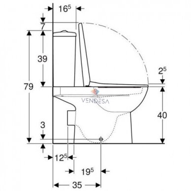 Geberit Selnova pastatomas WC, Rimfree, lėtai nusileidžiantis greito nuėmino dangtis 2