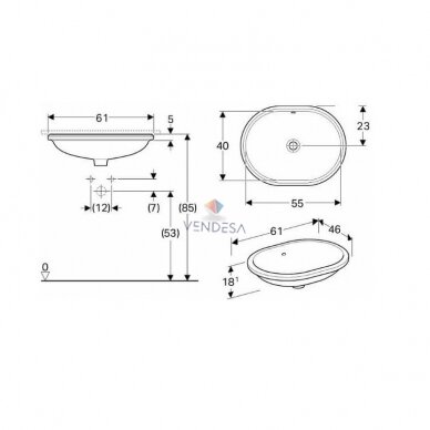 Geberit VariForm po stalviršiu montuojamas praustuvas, elipsė, 55 cm, be persipylimo 1