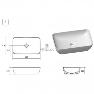 Keraminis praustuvas UNI 500 R SLIM 2