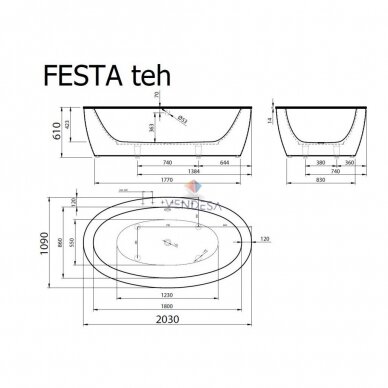 Lieto akmens laisvai pastatoma vonia FESTA 4