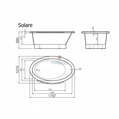 Lieto akmens laisvai pastatoma vonia SOLARE 3