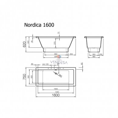 Lieto akmens vonia NORDICA 160 3