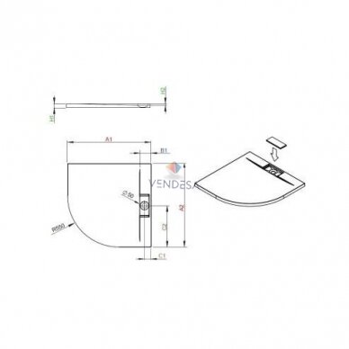 Radaway Giaros A akmens masės baltas pusapvalis dušo padėklas 900x900 mm 1