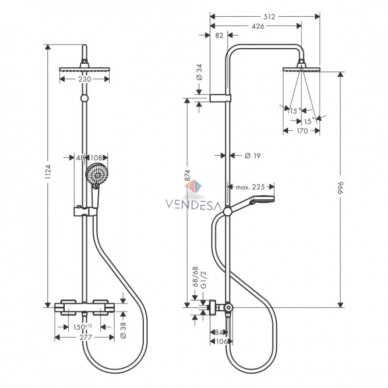 Termostatinė dušo sistema Hansgrohe Vernis Shape 1 jet 2