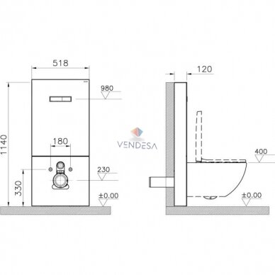 VitrA Vitrus stiklinis modulis pakabinamiems WC baltas 2